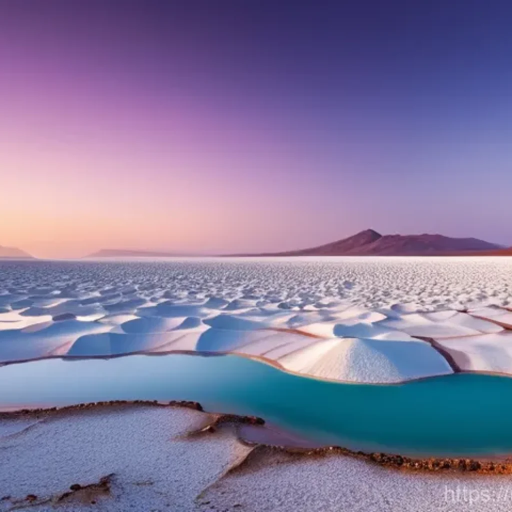 지부티 사막 사파리 - **Prompt:** A breathtaking, high-definition panoramic landscape of Lake Assal in Djibouti at sunrise...