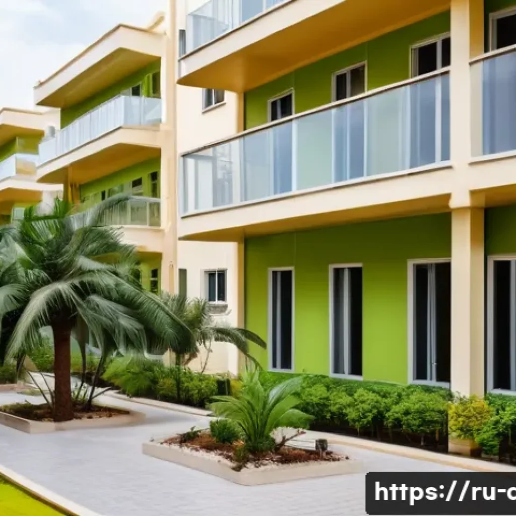 지부티의 현대 도시화 - A modern urban scene in Djibouti showcasing a newly constructed residential complex during daytime, ...